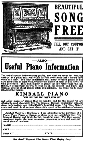 Kimball ad from Etude Magazine ca. 1920